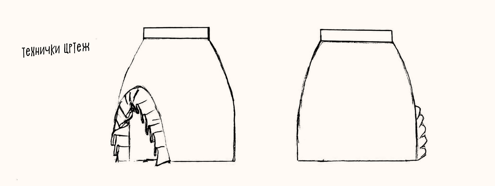 технички цртеж на мелани марјановиќ академија за моден дизајн скала
